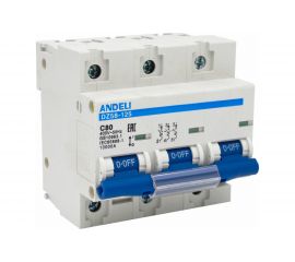 Автоматический выключатель ANDELI DZ58-125 3P 80A х-ка 8-12In ADL01-640 