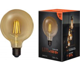 Филаментная лампа REXANT Груша A125 11.5 Вт 2400K E27 золотистая колба 604-144 