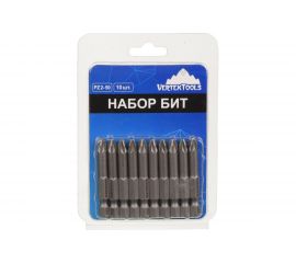Набор бит PZ2х50 10 шт. Vertextools БТ-PZ2-50 