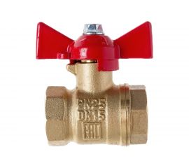 Латунный шаровой кран для воды VALFEX OPTIMA 1/2" ВР/ВР ручка-бабочка 11Б27фт1М VF.217.L0B1.012.Bir 