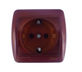 Розетка Lezard DEMET с заземлением, махагон 711-0500-122 