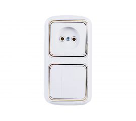 Блок Bylectrica 3 выключателя + розетка СУ, серия ГАРМОНИЯ ЛЮКС, белый, 3В-РЦ-537 з 