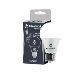 Светодиодная лампа Включай 8W E27 A60 4000K 640Lm 60х117 с радиолокационным датчиком движения 1013097 