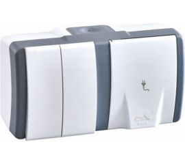 2-клавишный выключатель+розетка с крышкой с заземлением MONO ELECTRIC Octans, IP54 154-020001-181 