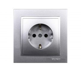 Розетка MONO ELECTRIC Despina, с заземлением, серебро 102-212121-117 