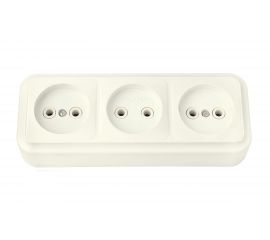 Розетка Bylectrica 3-местная ОУ, серия ПРАЛЕСКА, бежевый, РА16-263 бежевый 