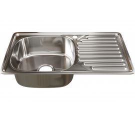 Врезная мойка mixline 42х76х18 см, 0.8, левый выпуск 3 1/2, с сифоном 535614 