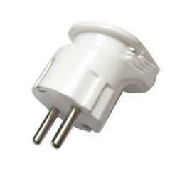 Угловая вилка STEKKER с заземлением, PPG16-46-202, пластик, 250В, 16A, IP20, белый, 39825 