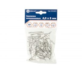 Заклепки вытяжные алюминиевые (4.0х8 мм; пакет 50 шт) КОБАЛЬТ 910-812 