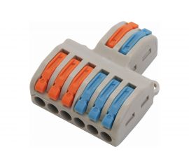 Строительно-монтажная клемма STEKKER 2 контактные группы 1ввод, 3вывода на полюс, LD222-426, 20шт, 39250 