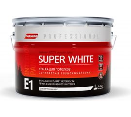 Краска для потолков SUPER WHITE E1 база А 9 л Россия PARADE Лк-00008438 
