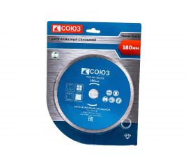 Диск алмазный сплошной по керамической плитке (180х22.2/20 мм) СОЮЗ 9020-04-180x22K 