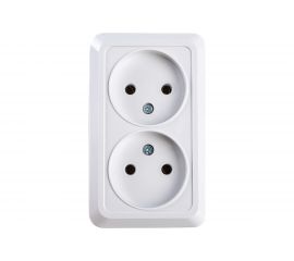 Розетка TDM двойная 2П открытой установки IP20 10А 250В керамика белая "Ладога" SQ1801-0112 