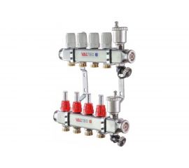 Коллекторная группа из нержавеющей стали со встроенными расходомерами в сборе, 1х5 вых. Евроконус 3/4 Valtec VTc.586.EMNX.0605 