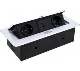 Горизонтальная выдвижная Розетка ROCKETSOCKET 2EU+2USB Белая OvalC AM-G2EU-2U-11 