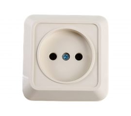 Одноместная розетка АБК-СИЛА без заземляющего контакта 16А 220В керамика "АЛЬТАИР" слоновая кость 5400302 
