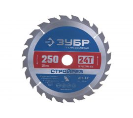 Диск пильный по строительной древесине ЗУБР Стройрез Профессионал 250х30 мм, 24Т 36931-250-30-24 