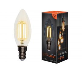 Филаментная лампа REXANT Свеча CN35 7.5 Вт 2700K E14 604-083 