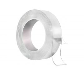 Прозрачная, двусторонняя, акриловая клейкая нано лента TORSO 30 мм х 3 м 5180095 