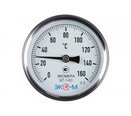 Биметаллический термометр ЭКО-М ЭКОМЕРА БТ-1-63, 0-160C, L=40 БТ-1-63-160С-L40 