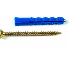 Набор для крепления ВИРТУОЗ дюбель 6х35 К, шуруп 4х40 потайная головка, желтый цинк, 18 шт. 86584 