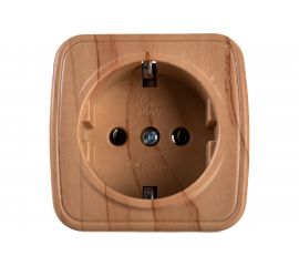 1-местная розетка EKF Минск ОП 16А с заземлением светлое дерево EGR16-028-30 