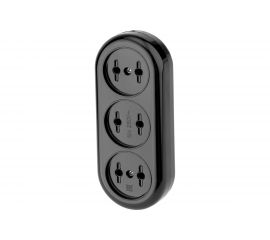 Карболитовая колодка REXANT на 3 гнезда без заземления 16 А черная 11-8979 