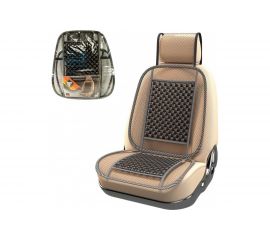 Накидка на сиденье Nova Bright с подголовником, деревянные пластины, черная 132х52 см 47347 