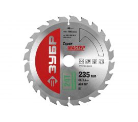 Диск пильный по дереву МАСТЕР Быстрый рез (235х30 мм; 24Т) Зубр 36910-235-30-24 