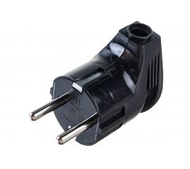 Угловая вилка STEKKER с заземлением PPG16-46-202, пластик, 250В, 16A, IP20, черный, 39824 