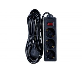 Удлинитель ExeGate EC-3-5B 3 евро с заземлением, 5м, з/п, выключатель с подсветкой, черный 279352 