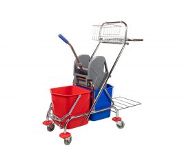Уборочная тележка Baiyun двухведерная, 2x17, с отжимом, с креплением для мешка AF08087 