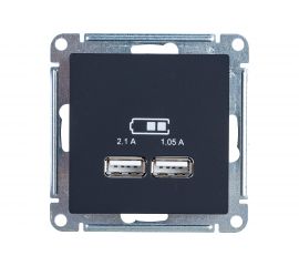 2-местная USB розетка Schneider Electric AtlasDesign Карбон 5В, 2,1 А ATN001033 