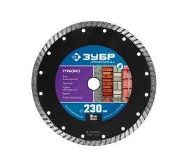 Диск алмазный отрезной ЗУБР Турборез 230 мм, по бетону, кирпичу, граниту 36652-230_z02 