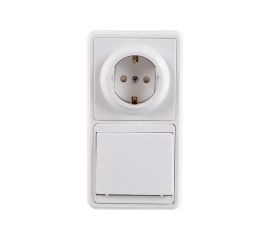 Комбинированный блок Кунцево-Электро БЭЛЛА скрытой установки выключатель+розетка БКВР-034 5823 