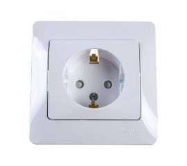 Розетка Schneider Electric 1-м GLOSSA с заземлением, защитные шторки белая SchE GSL000144 