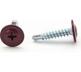 Саморезы с пресс-шайбой Госкреп со сверлом 4,2х16мм красные RAL3005 35 шт., подвес 1-0017450 