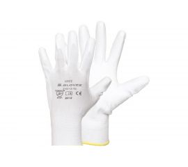 Нейлоновые перчатки с полиуретановым покрытием S. GLOVES KREZ белые, размер 07 31613-07 