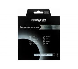 Светодиодная лента APEYRON 24В, 24Вт/м, smd2835, 240д/м, IP20, 2300Лм/м, холодный белый 302 
