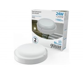 Светильник GAUSS ЖКХ Elementary круг 24W 1980lm 6500K 160-260V IP65 D210х52мм белый LED 1/20 126411324 