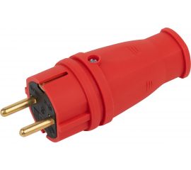 Каучуковая вилка ЭРА с заземлением VX10-R-IP44 16А IP44 прямая красная, Б0055415 