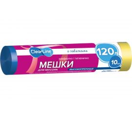 Мешки мусорные высокопрочные синие с завязками 10 шт, 120 л Clear Line 0883 