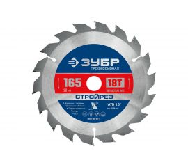 Диск пильный по строительной древесине ЗУБР Стройрез Профессионал 165х20 мм, 18Т 36931-165-20-18 