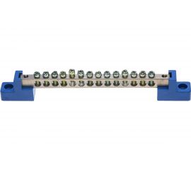 Нулевая шина на 2-х угловых изоляторах Светозар максимальный ток 100 А 5.2 мм 14 полюсов 49808-14 