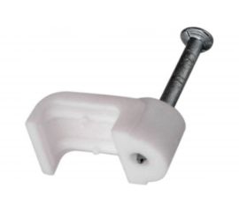 Пластиковая плоская скоба с гвоздем REXANT 10x3 мм, белая, 20 шт. 07-4209-20 