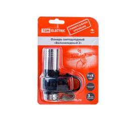 Светодиодный фонарь TDM Велосипедный 2 с креплением, 9 LED, 30 лм/Вт, 3*AAA SQ0350-0028 