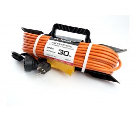 1-местный удлинитель-шнур на рамке STEKKER с заземлением HM05-01-30, 3х1,5мм2, 30м, 16А, Home, оранжевый 39633 
