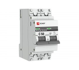Автоматический выключатель EKF, 2P 50А 4,5kA ВА 47-63 PROxima mcb4763-2-50C-pro 
