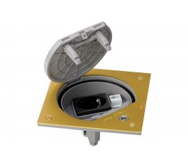 Simon Влагостойкая основа IP66 с розеткой 2PE Schuko К45 RJ45 5e UTP с замком латунь KSE15USEC-23-71 