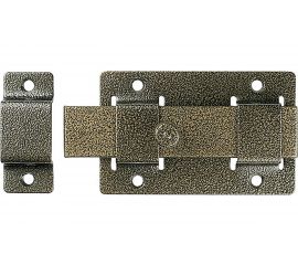 Накладная усиленная задвижка для дверей Россия ЗД-02 корпус порошковое покрытие бронза плоский засов 30x135x7 мм 75x115 мм 37778-2 